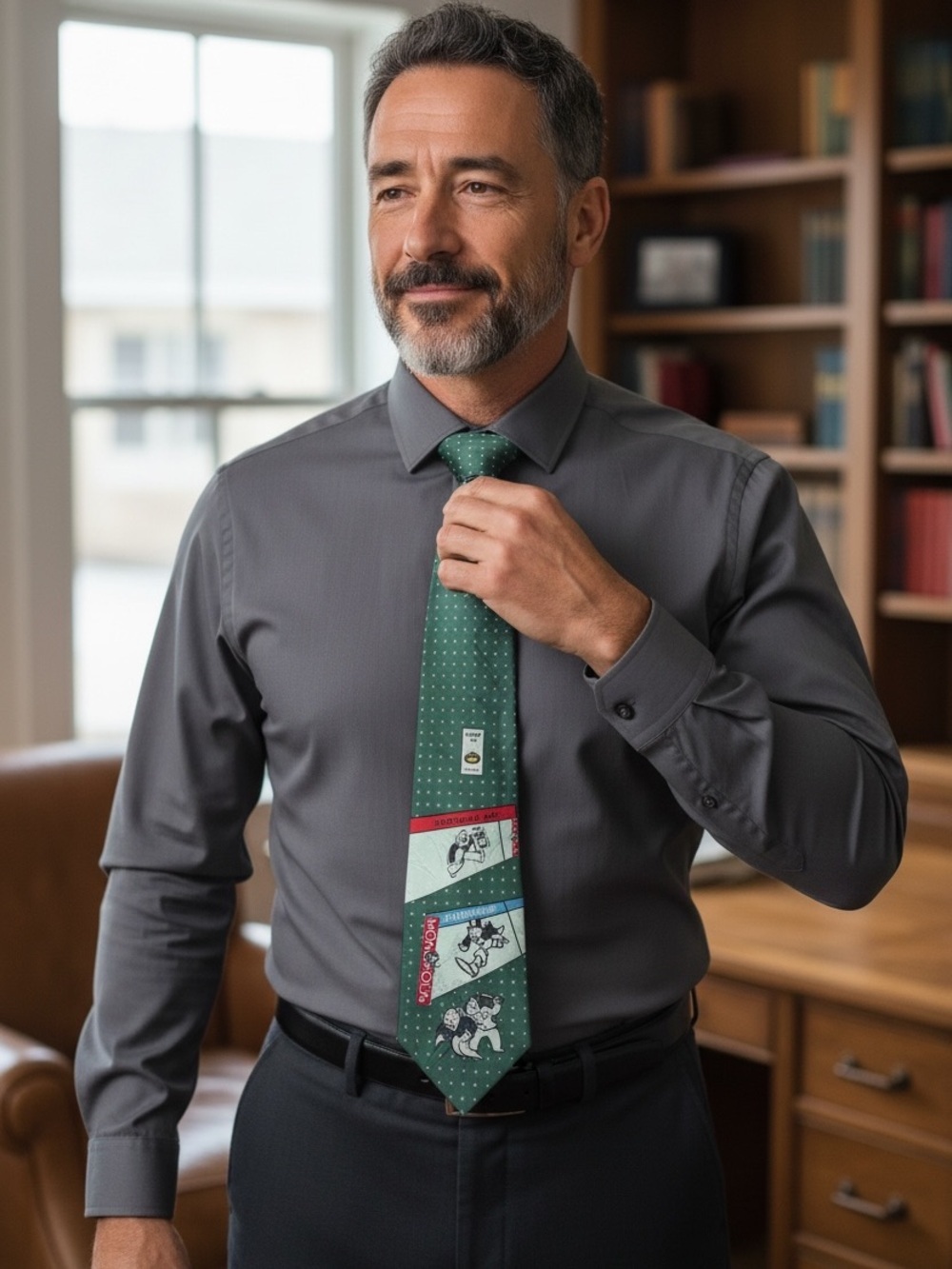 Vintage Monopoly Green Polka Dot Men's Tie - 100% Silk